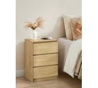 Songmics Vasagle Bedside Table With Charging Station, Side End Table With 3 Drawers, 2 Ac Outlets, 2 Usb Ports, Bevelled Drawer Fronts
