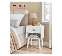 Songmics Vasagle Bedside Tables, Set Of 2, Side Table With Storage Drawer And Open Shelf, Solid Wood Legs, End Table For Living Room