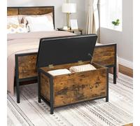 Songmics Vasagle Bench With Storage Chest, Padded Seat, Bed End Stool, Hallway, Bedroom, Living Room, Metal, Easy Assembly, Industrial