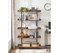 Songmics Vasagle Bookcase, 5 Tier Shelf Unit, Spacious Storage Shelves, Simple Assembly, Living Room, Bedroom, Home Office, Industry