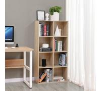 Songmics Vasagle Bookcase, Wooden Bookshelf With 8 Compartments, Floor Standing Storage Unit, Oak Colour