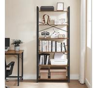 Songmics Vasagle Bookshelf, 6-Tier Shelving Unit With Steel Frame, Tall Shelves, Rustic Brown And Ink Black