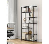 Songmics Vasagle Bookshelf, 6-Tier Tall Bookcase, Plant Stand, Display Shelf, Tempered Glass, For Study, Office, Room, Kitchen, Black