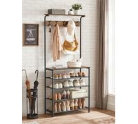 Songmics Vasagle Clothes Rack, Hallway Tree With Shoe Storage, 5 Tier Shoe Rack, 5 Double Hooks, Top Shelf, Dormitory In The Corridor