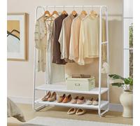 Songmics Vasagle Clothing Rail, Bedroom Rack With 6 S-Shaped Hooks, Steel Frame And Dual Shelves, Cloud White And Matte White