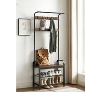 Songmics Vasagle Coat Rack, Coat Stand With Shoe Storage Bench, 4-In-1Design, With 9 Removable Hooks, A Clothes Rail,rustic Brown And Black