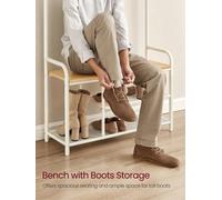 Songmics Vasagle Coat Rack Stand, Hall Tree With Bench And Shoe Storage, 9 Removable Hooks, Shoe Rack, Shelf,oak And White