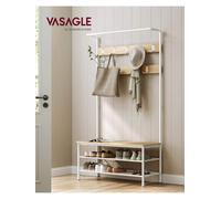Songmics Vasagle Coat Rack Stand, Large Hall Tree With Bench And Shoe Storage, 9 Hooks, Shoe Rack, Hanging Rail