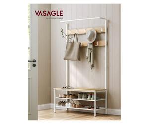 Songmics Vasagle Coat Rack Stand, Large Hall Tree With Bench And Shoe Storage, 9 Hooks, Shoe Rack, Hanging Rail
