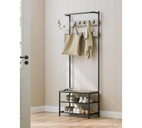 Songmics Vasagle Coat Rack With Shoe Storage, Hall Tree, Coat Stand For Hallway With Bench, 9 Movable Hooks, Top Bar, Greige And Black
