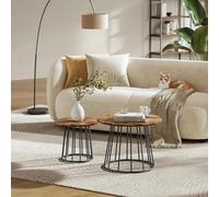 Songmics Vasagle Coffee Tables, Set Of 2 Round Side Tables, Modern Style, Steel Frame, For Living Room, Bedroom, Rustic Brown