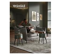Songmics Vasagle Collection - Storage Ottoman, Dressing Table Stool, Synthetic Leather With Stitching, Mid-Century Modern, Loads 150 Kg