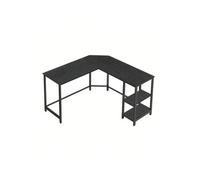 Songmics Vasagle Computer Desk, L-Shaped Corner ,gaming Desk, Workstation With 2 Storage Shelves, Space-Saving, Black With Wood Grain
