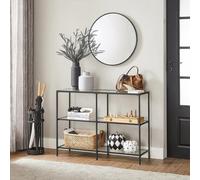 Songmics Vasagle Console Table, 3 Shelf Coffee Table, Tempered Glass Shelf, 100 X 30 X 73 Cm, Steel Frame, Contemporary For Hallway Room