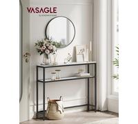 Songmics Vasagle Console Table For Hallway, 2-Tier Slim Sofa Table, 20 X 120 X 80 Cm, Hallway Table, Marble White And Ink Black