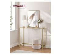 Songmics Vasagle Console Table, Side Table, Tempered Glass Tabletop, Modern Sofa Table, Easy Assembly, With Adjustable Feet
