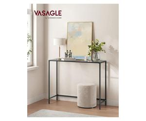 Songmics Vasagle Console Table, Side Table, Tempered Glass Tabletop, Modern Sofa Table, Easy Assembly, With Adjustable Feet