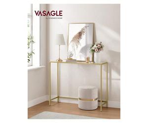Songmics Vasagle Console Table, Side Table, Tempered Glass Tabletop, Modern Sofa Table, Easy Assembly, With Adjustable Feet