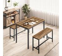 Songmics Vasagle Dining Set With Table And Benches, Kitchen Furniture Set With Steel Frame, Dining Solution, Honey Brown And Ink Black