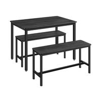Songmics Vasagle Dining Table With 2 Benches, 3 Piece Set, Kitchen Table, Steel Frame, Industrial Design