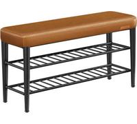 Songmics Vasagle Ekho Collection - Shoe Bench, Storage Bench,synthetic Leather With Stitching,loads 135 Kg,30 X 100 X 50 Cm,caramel Brown