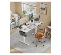 Electric Standing Desk, Height Adjustable Desk, 60 x 140 x (72-120) cm, 4 Memory Heights, Storage Pocket, for Home Office, Study, Cloud White