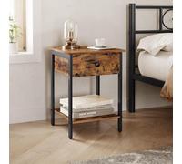 Songmics Vasagle End Table, Nightstand With Drawer And Shelf, Bedside Table, Side Table, Room Companion, Rustic Brown And Black