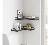 Songmics Vasagle Floating Shelves, Set Of 2, L-Shaped Corner Shelves For Wall, Corner Wall Shelf, Industrial, Black