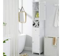 Songmics Vasagle Floor Cabinet, Bathroom Tall Cabinet With Shutter Doors, Drawer, And Removable X-Shaped Stand, 32 X 30 X 170 Cm