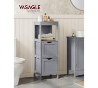 Songmics Vasagle Floor Cabinet, Freestanding Storage Unit, With 2 Drawers, 1 Open Compartment, Modern Style, Dove Grey