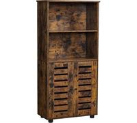 Songmics Vasagle Floor Standing Cabinet, Storage Cabinet,open Compartments, Height-Adjustable Shelf,for Living Room,kitchen,rustic Brown