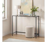 Songmics Vasagle Glass Console Table, Entrance Hall Table With Tempered Top, Adjustable Legs, Ink Black, Transparent