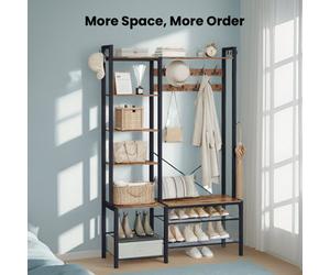 Songmics Vasagle Hall Tree With Bench And Shoe Storage, Hallway Coat Rack With Shoe Bench And 5 Storage Shelves