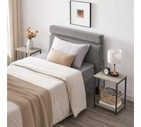 Songmics Vasagle Industrial Storage Duo, Double-Tier Side Tables With Metal Frame, Heather Greige And Classic Black