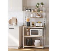 Songmics Vasagle Kitchen Shelving Unit, Storage Rack, Baker's Rack, With 6 Shelves And 6 Hooks, Oak Colour And White