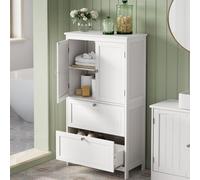 Songmics Vasagle Kitchen Storage Cabinet, Bathroom Unit With Drawers And Doors, Adjustable Shelf, Home Organization, White