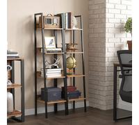 Songmics Vasagle Ladder Shelf, 4-Tier Bookcase For Home Office, Free Standing Storage Shelves, Industrial, Rustic Brown And Black