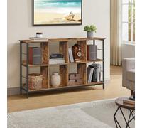 Songmics Vasagle Ladder Style Bookcase, Display Storage Rack, Industrial Shelf Unit, Office Bedroom Furniture, Rustic Brown And Ink Black