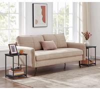 Songmics Vasagle Living Room Pair, Double-Level Side Tables With Metal Frame, Classic Black