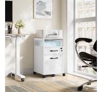 Songmics Vasagle Lockable Filing Cabinet, Mobile Office Storage With Secure Drawers, Steel Frame Design, Cloud White