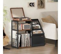 Songmics Vasagle Music Station Stand, Three-Tier Vinyl Storage Table For Living Space, Rustic Brown