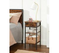 Songmics Vasagle Nightstand, End Table, Tall Bedside Table With A Drawer And 2 Storage Shelves, Space Saving, Rustic Brown And Black