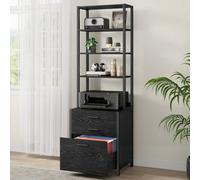 Songmics Vasagle Office Filing Cabinet, Document Storage With Adjustable Shelves, Steel Frame Construction, Ebony Black