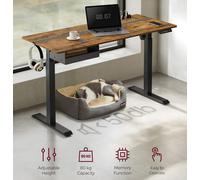 Songmics Vasagle Office Platform, Extended Electric Standing Desk With Smart Height Control, Rustic Brown And Black