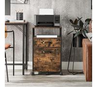 Songmics Vasagle Professional File Storage, Secure Rolling Cabinet With Open Shelf Design, Rustic Brown And Ink Black