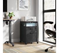 Songmics Vasagle Secure Document Cabinet, Mobile Storage Unit With Dual Locking System, Ink Black