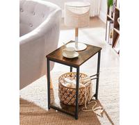 Songmics Vasagle Set Of 2 Side Tables, 2-Tier Sofa Side Tables, Bedside Tables With Steel Frames, Industrial, Rustic Brown And Black