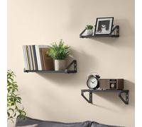 Songmics Vasagle Set Of Wall Mounted Floating Shelves, 3-Piece Display Racks With Dual Mount Options, Ink Black And Matte Black