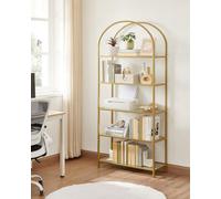 Songmics Vasagle Shelving Unit, Spacious Glass Shelves, Storage Shelf, Rack, Arched, Steel, Versatile, Golden