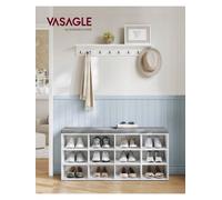 Songmics Vasagle Shoe Bench, Storage Bench With Padded Seat, With Cushion, 12 Compartments, Adjustable Shelvesclassic White